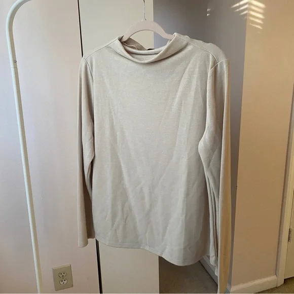 Ann Taylor Mock Neck Cream Sweater - Picture 3 of 6